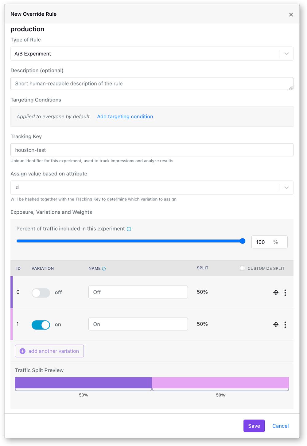 Experiment rule UI